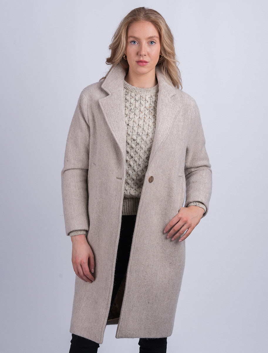 Ladies Irish Alpaca City Coat - Natural