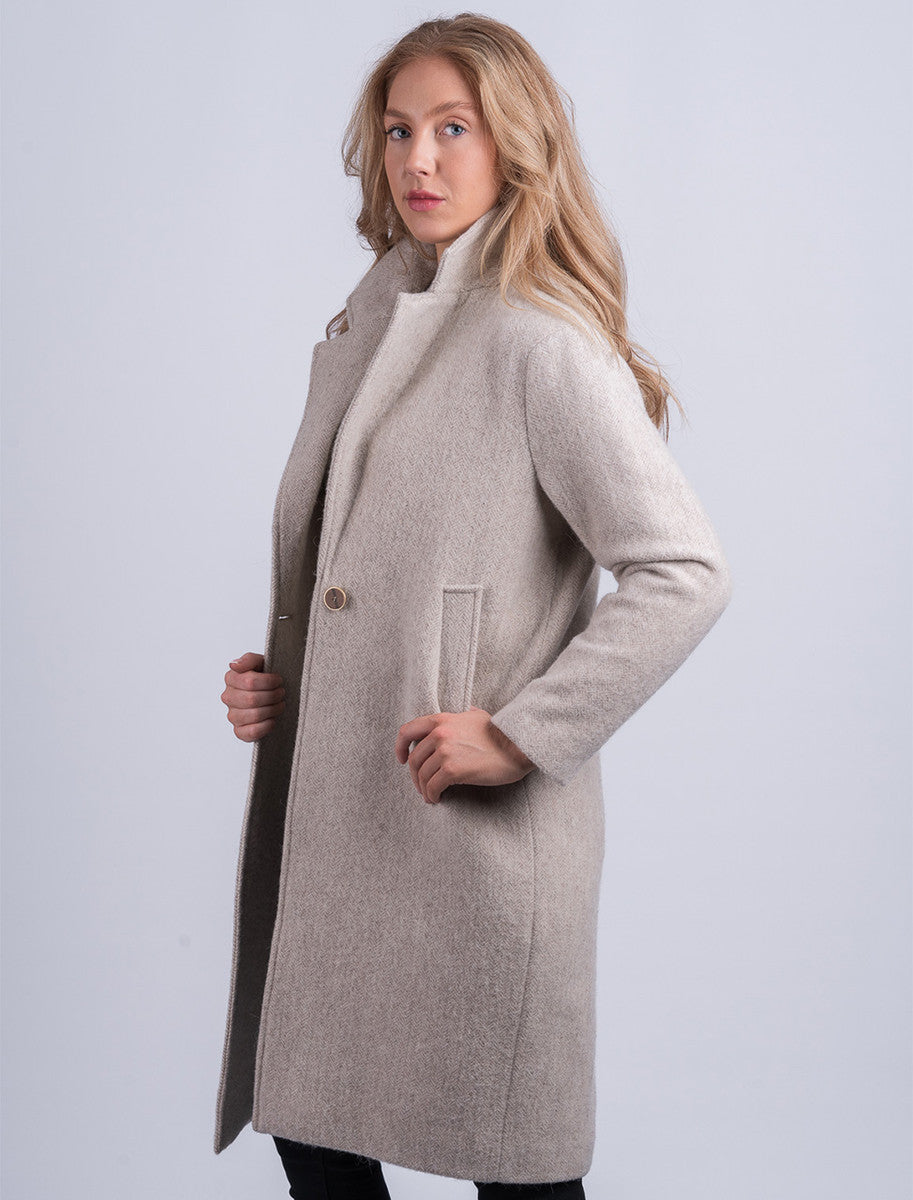 Ladies Irish Alpaca City Coat - Natural