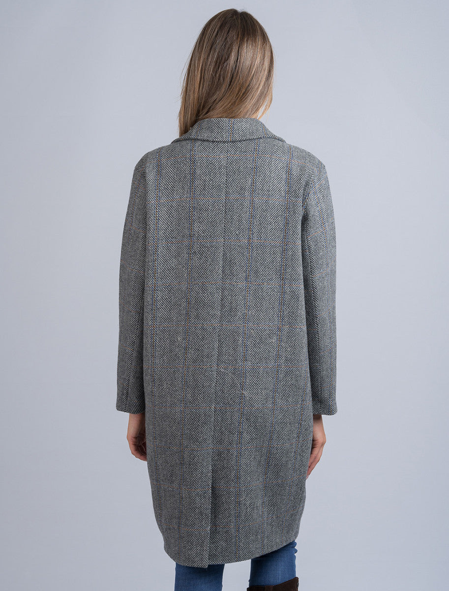 Ladies Irish Tweed City Coat - Light Grey