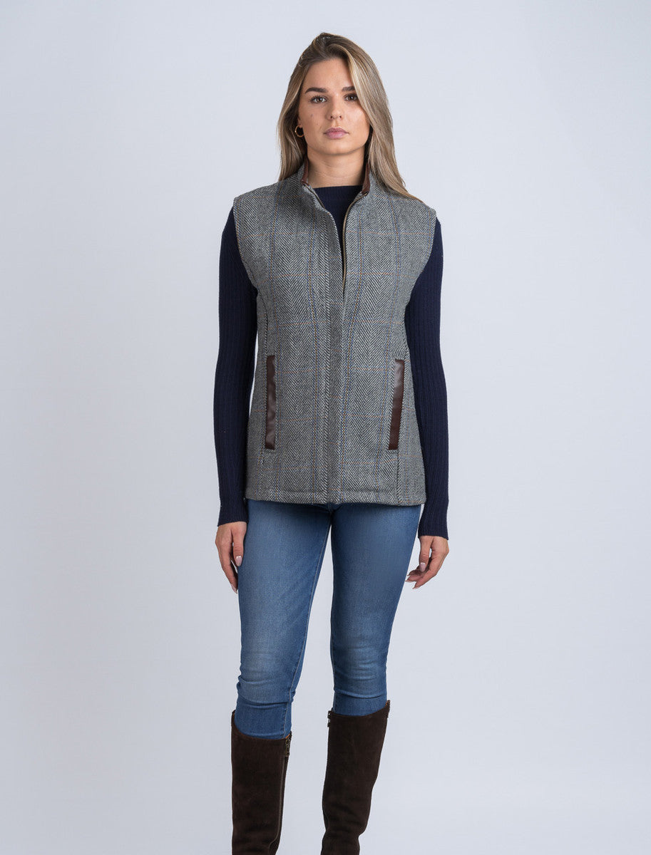 Ladies Tweed Body Warmer - Light Grey