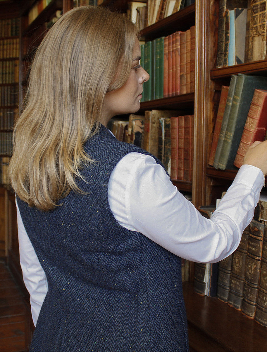 Ladies Irish Blue Tweed Gilet