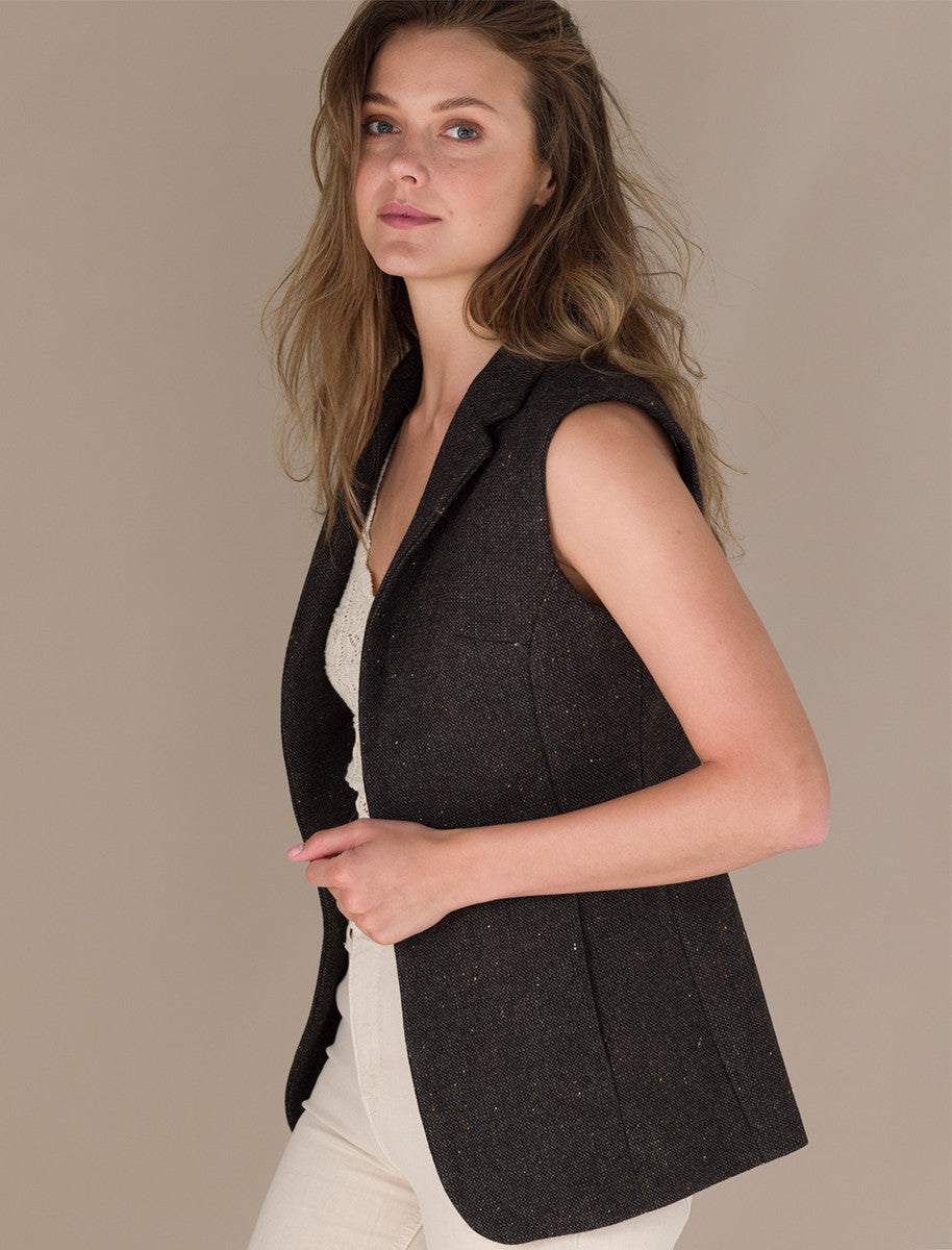 Ladies Irish Brown Tweed Gilet