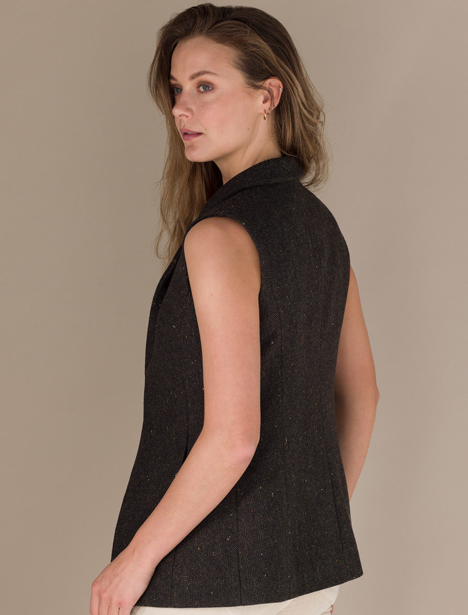 Ladies Irish Brown Tweed Gilet