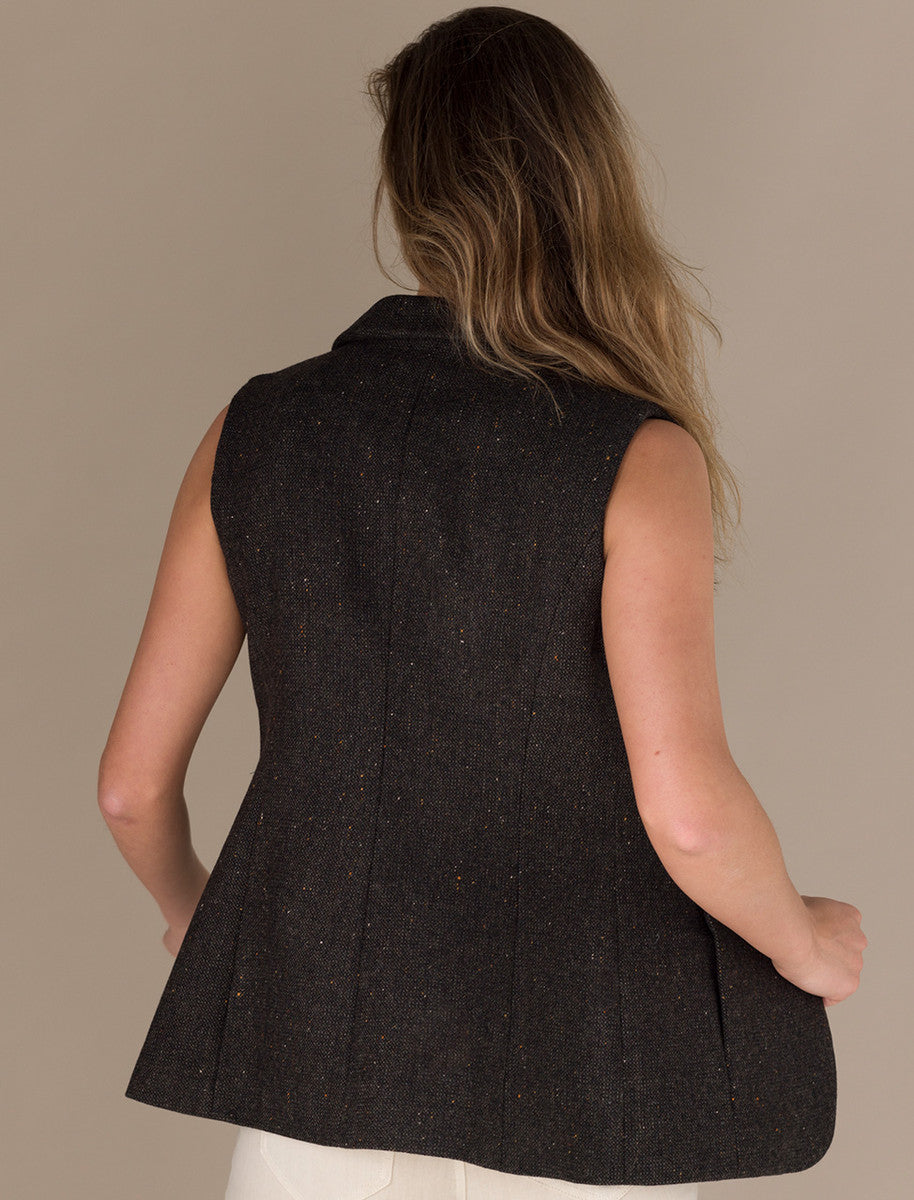 Ladies Irish Brown Tweed Gilet