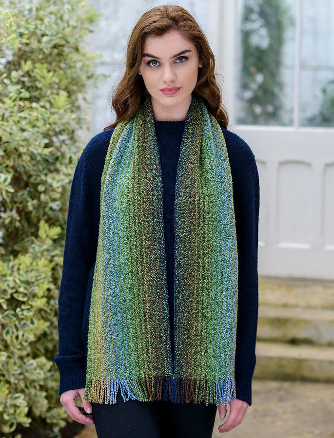 Wool Cashmere Skellig Scarf - Meadow Green Mix