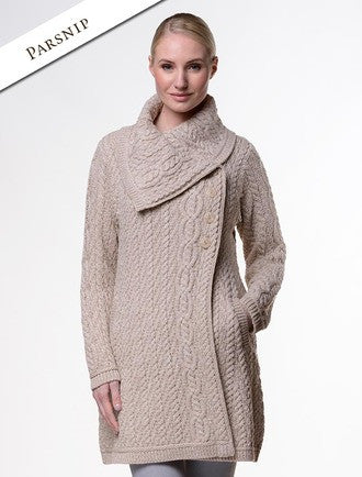Large Collar Aran Coat - Parsnip