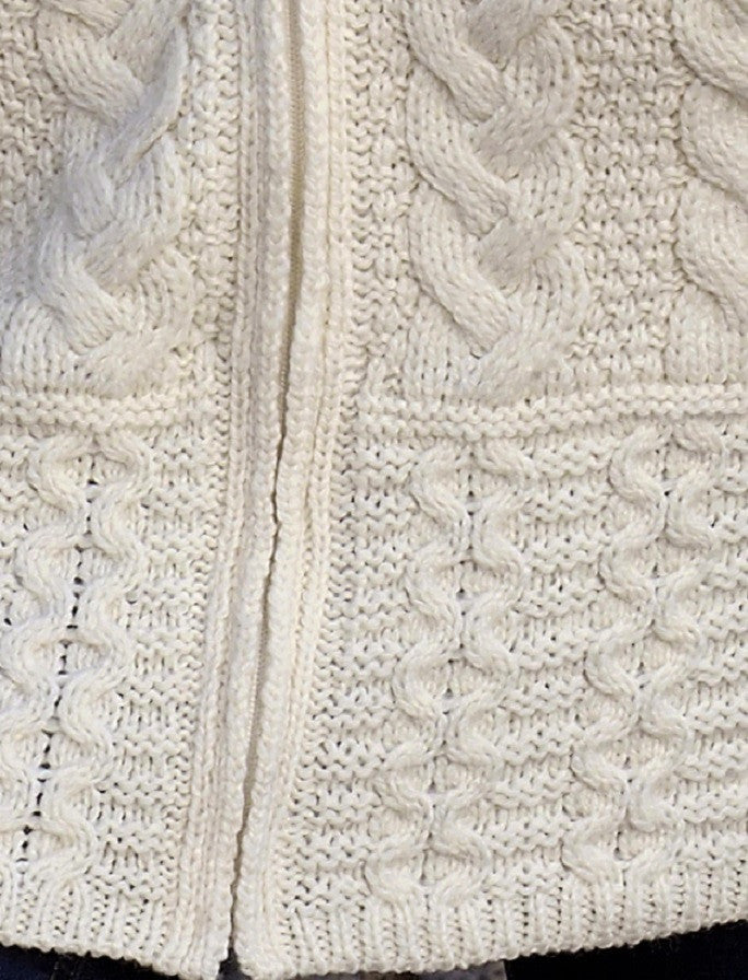 Ladies Merino Cable Design Zip Coatigan - Hem