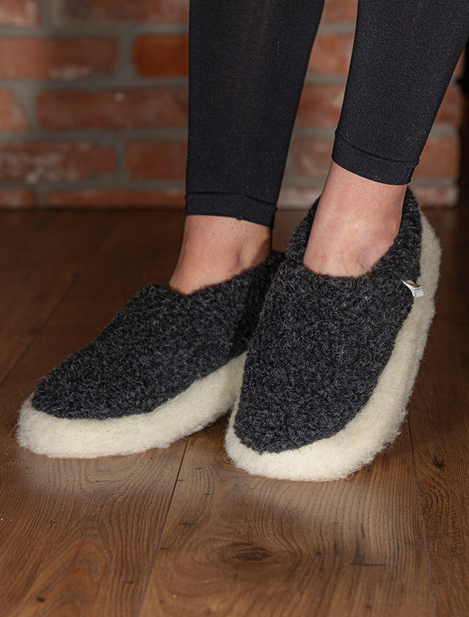 Merino Wool Slipper - black
