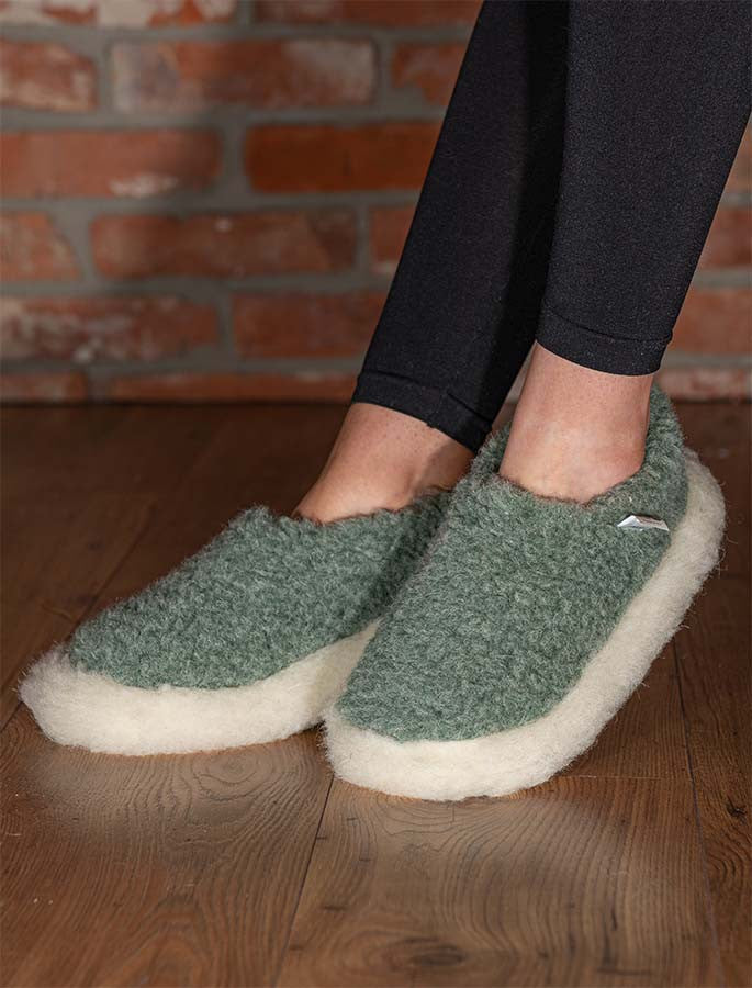 Merino Wool Slipper - Green