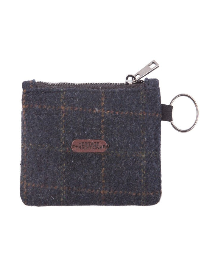 Tweed Coin Purse- Blue Box Check