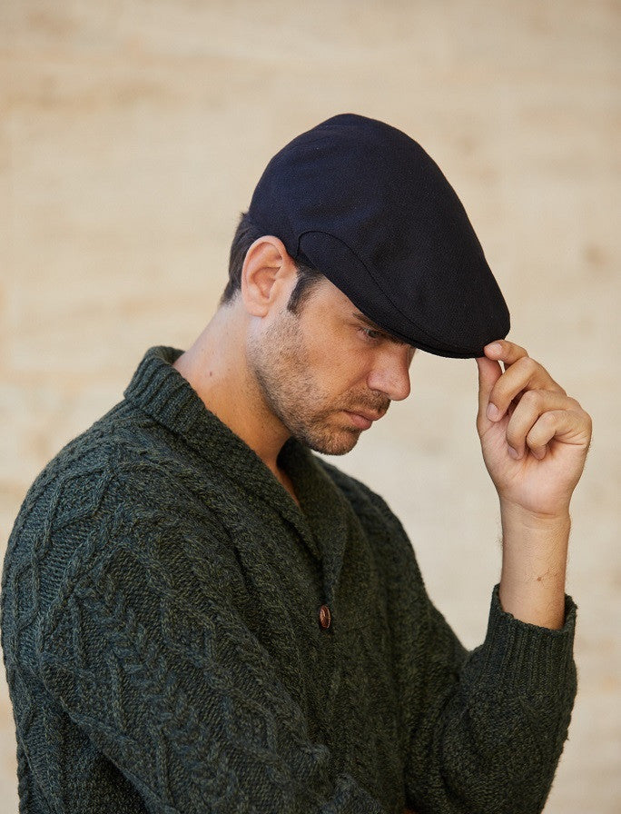Donegal Tweed Flat Cap - Jet Black