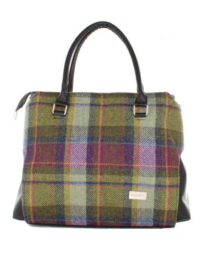 Emily Tweed & Leather Bag - Multi Vernal Plaid
