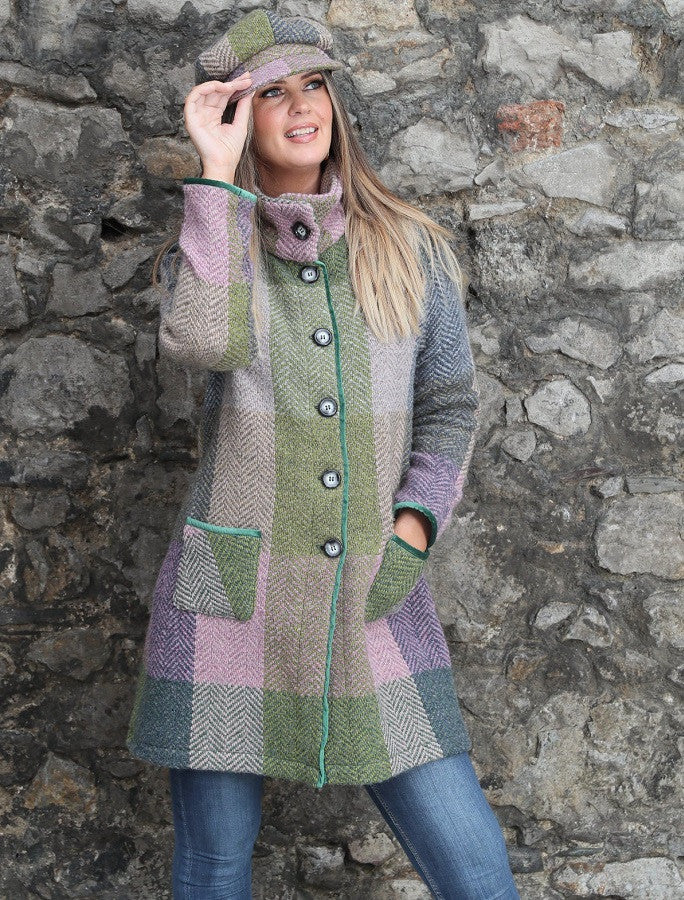 Emma Tweed Herringbone Coat - Donegal Loden
