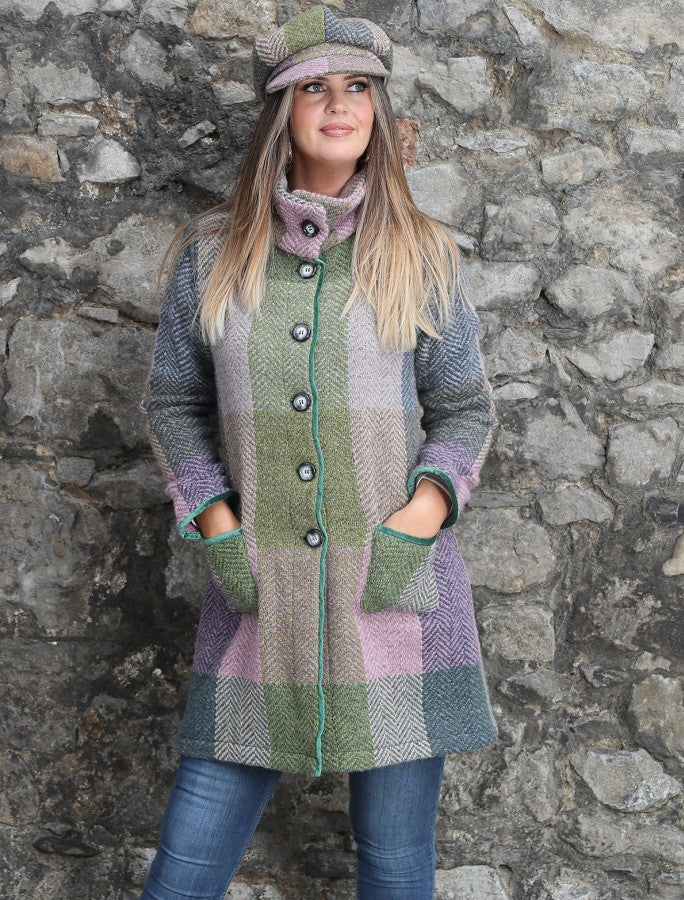 Emma Tweed Herringbone Coat - Donegal Loden