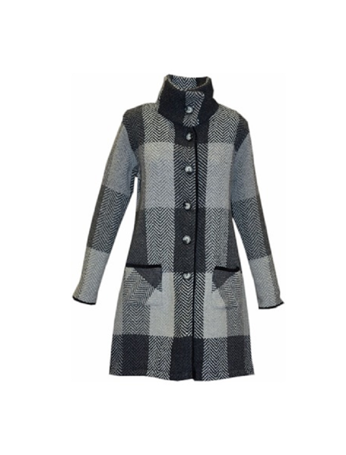 Emma Tweed Herringbone Coat - Donegal Grey