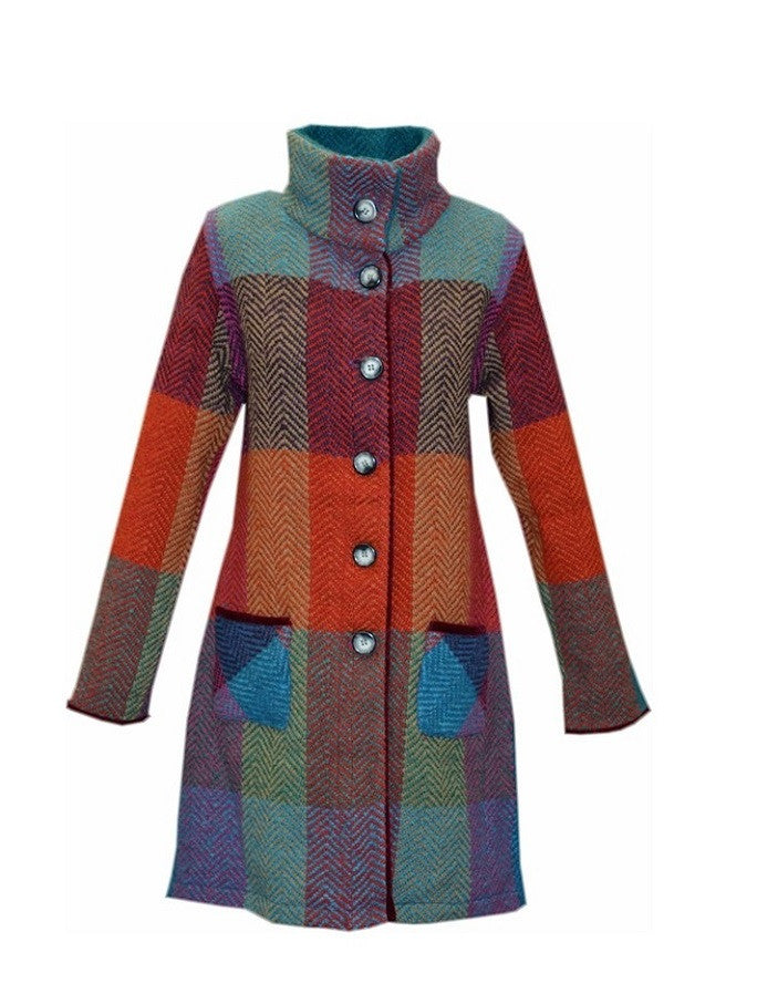 Emma Tweed Herringbone Coat - Donegal Red