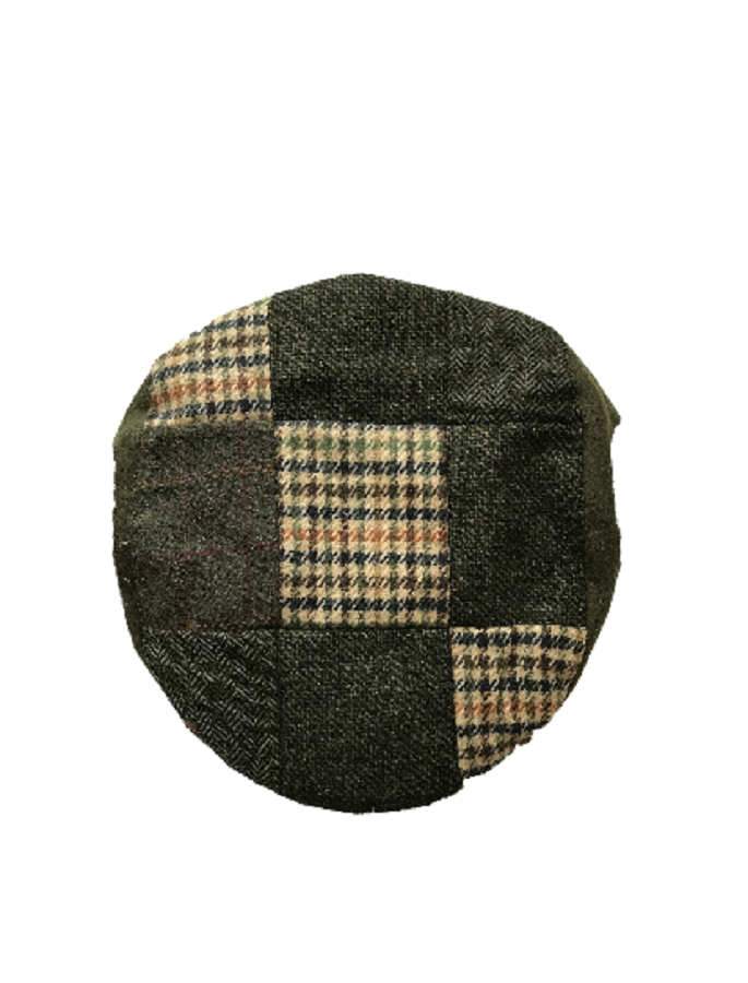 Heritage Patchwork Flat Cap – Multi Green Brown- Sample Patch