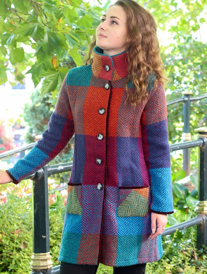 Emma Tweed Herringbone Coat - Donegal Red