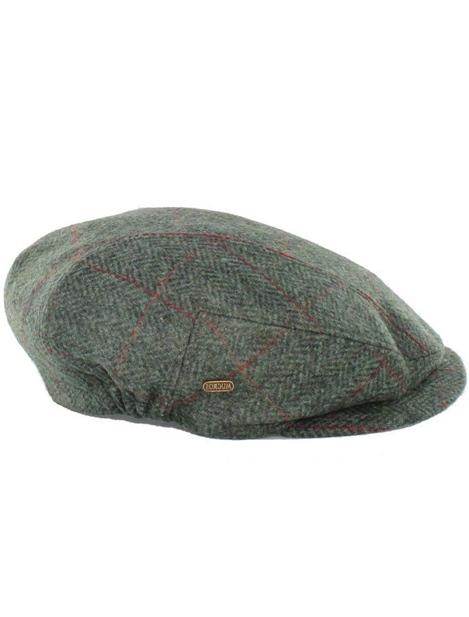 Kerry Tweed Flat Cap - Green with Red