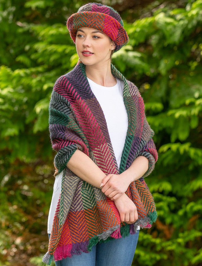 Wool Country Stole - Multi-Mulberry