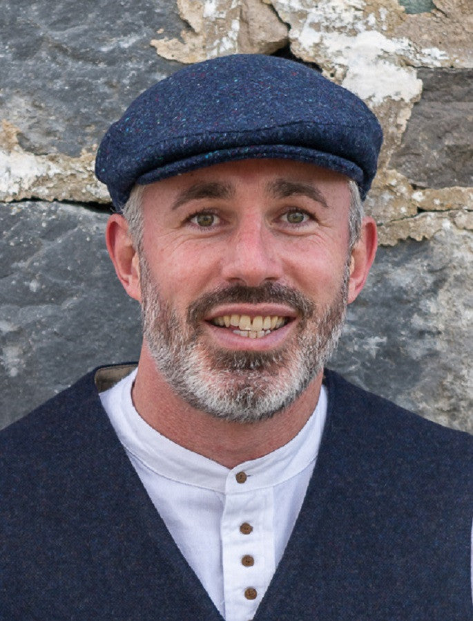 Donegal Tweed Herringbone Flat Cap - Blue