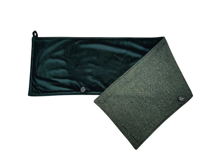 Luxurious Wool Tweed Snood - Green Herringbone