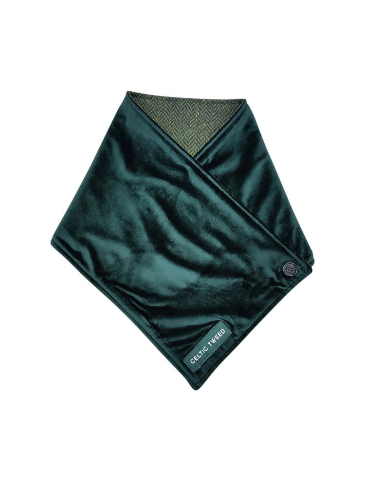 Luxurious Wool Tweed Snood - Green Herringbone