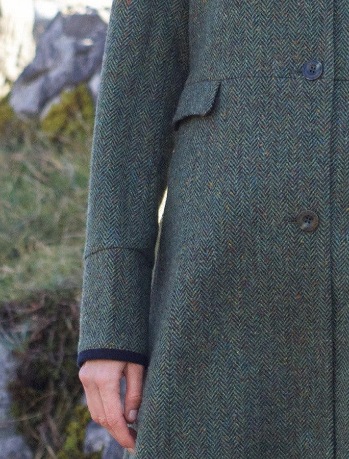 Pamela Magee Donegal Tweed Coat - Green Herringbone