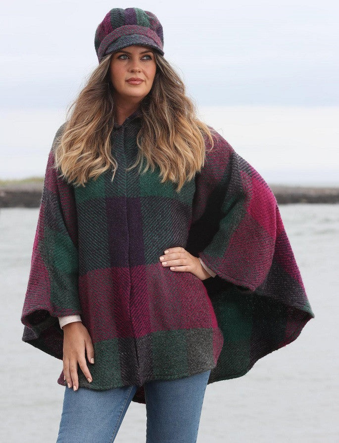 Rachel Button Up Cape - Multi-Mulberry