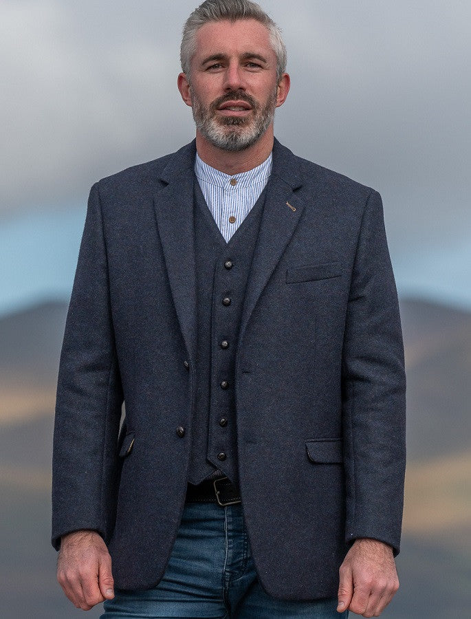 Ryan Navy Classic Fit Irish Tweed Jacket