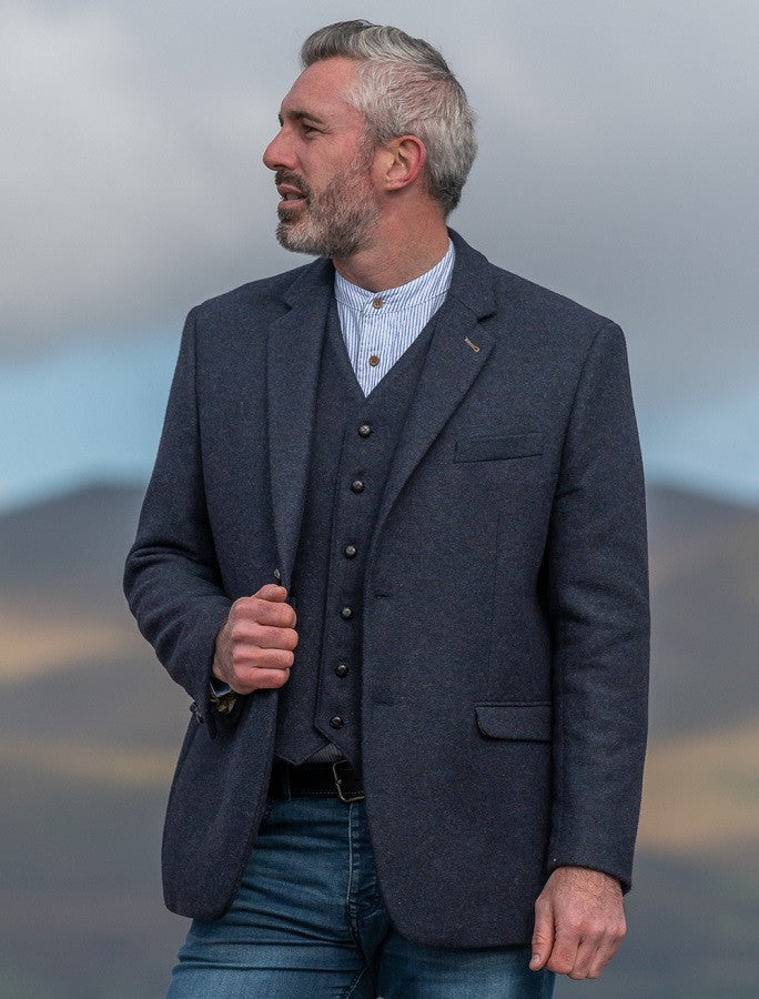 Ryan Navy Classic Fit Irish Tweed Jacket