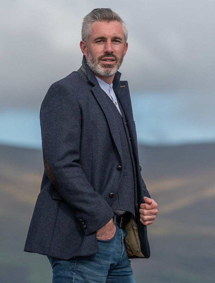 Ryan Navy Classic Fit Irish Tweed Jacket