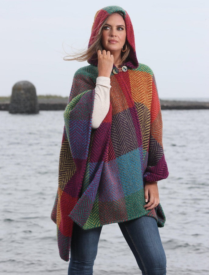 Sarah Hooded One Button Cape