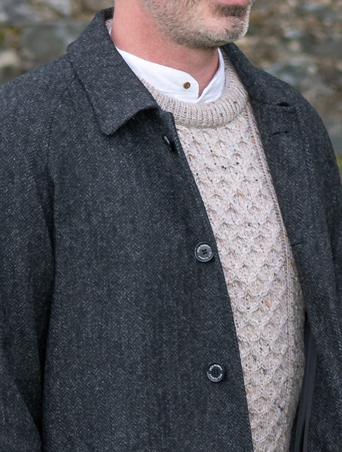 Sean Tweed Herringbone Coat - Grey Herringbone -