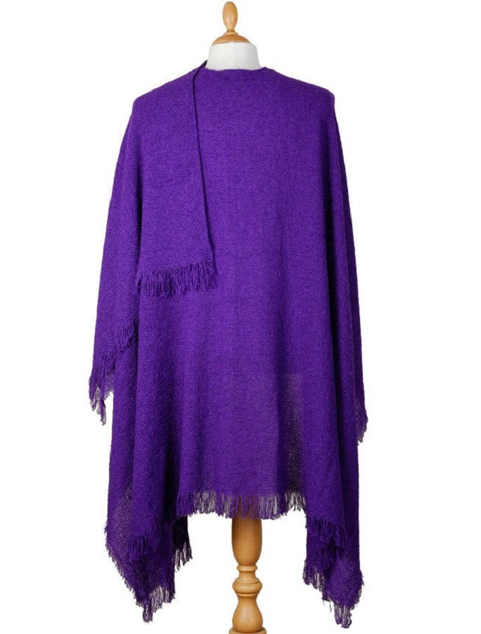 Lambswool Celtic Ruana Wrap - Royal Purple