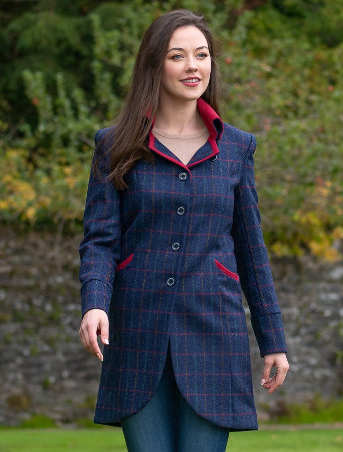 Sinead Tweed Coat - Primary Navy
