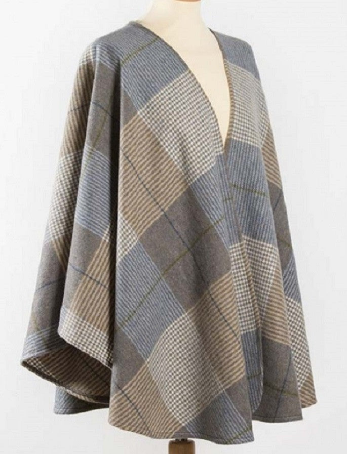 Sue Cape - Sky Beige Plaid