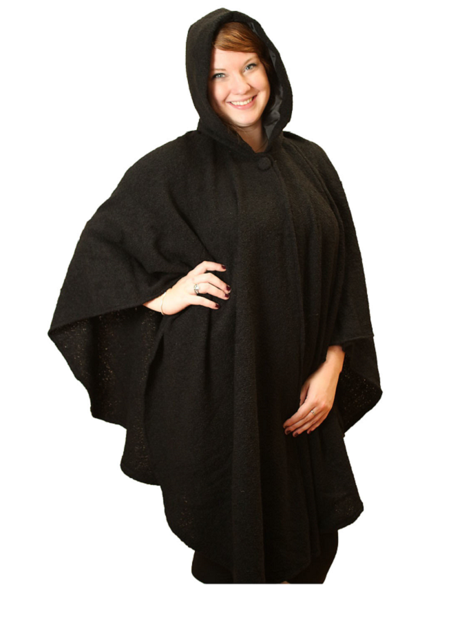 Tara Cashmere Blend Hooded Cape - Black