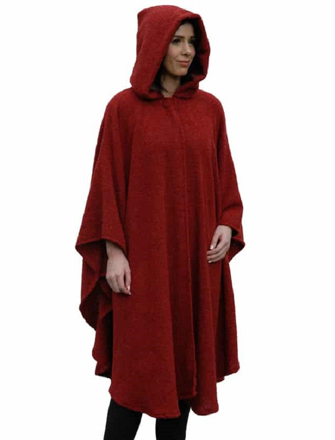 Tara Cashmere Blend Hooded Cape - Christmas Red