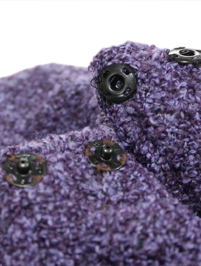 Tara Cashmere Blend Hooded Cape - Purple Marl