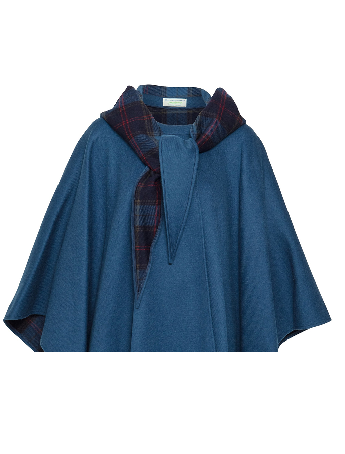 Donegal Tweed Pure Wool Country Walking Cape - Teal