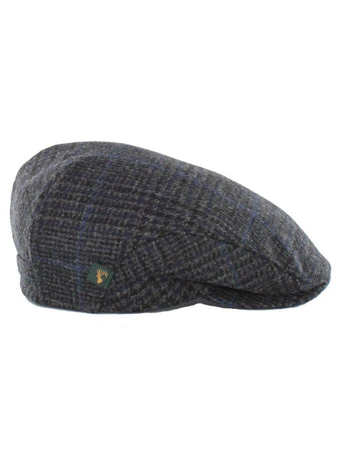 Trinity Tweed Flat Cap - Charcoal with Blue