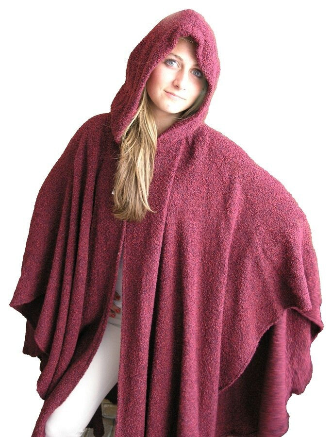 Tara Cashmere Blend Hooded Cape - Wine