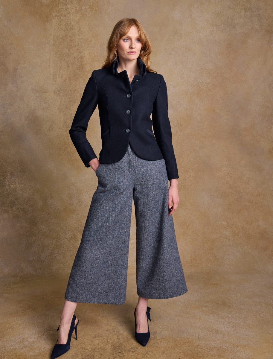 Emer Tweed Blazer - Deep Navy Melton 