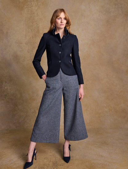 Emer Tweed Blazer - Deep Navy Melton 