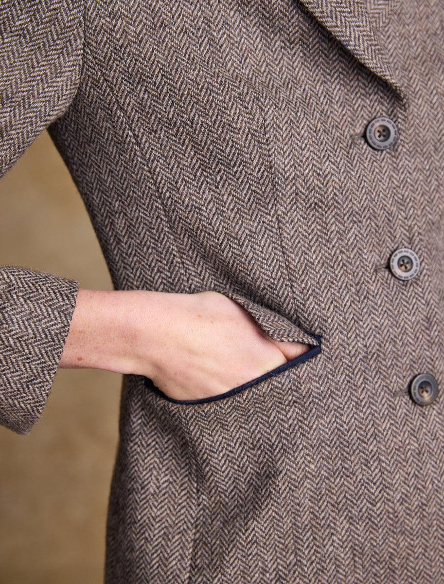 Tara Tweed Hacking Jacket - Light Tan Herringbone 
