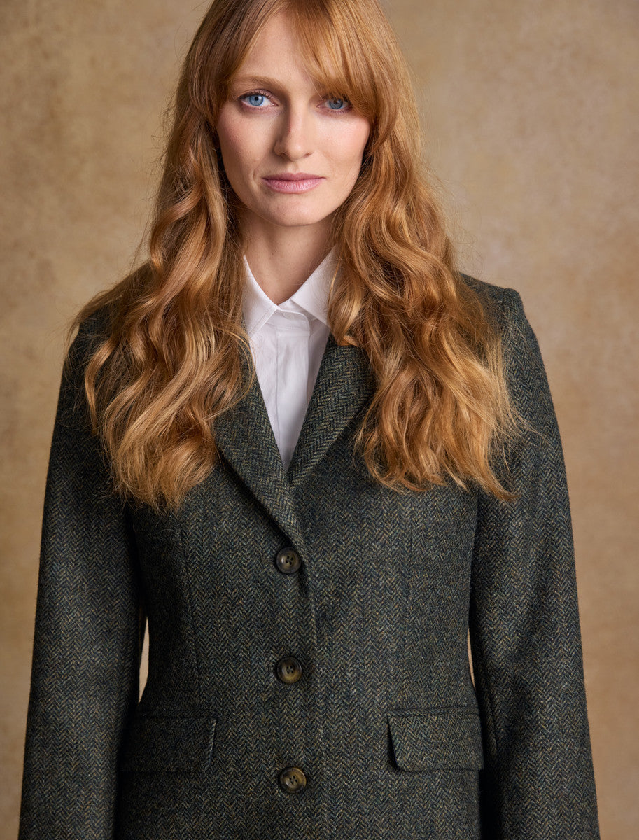Tara Tweed Hacking Jacket - Green Fields 
