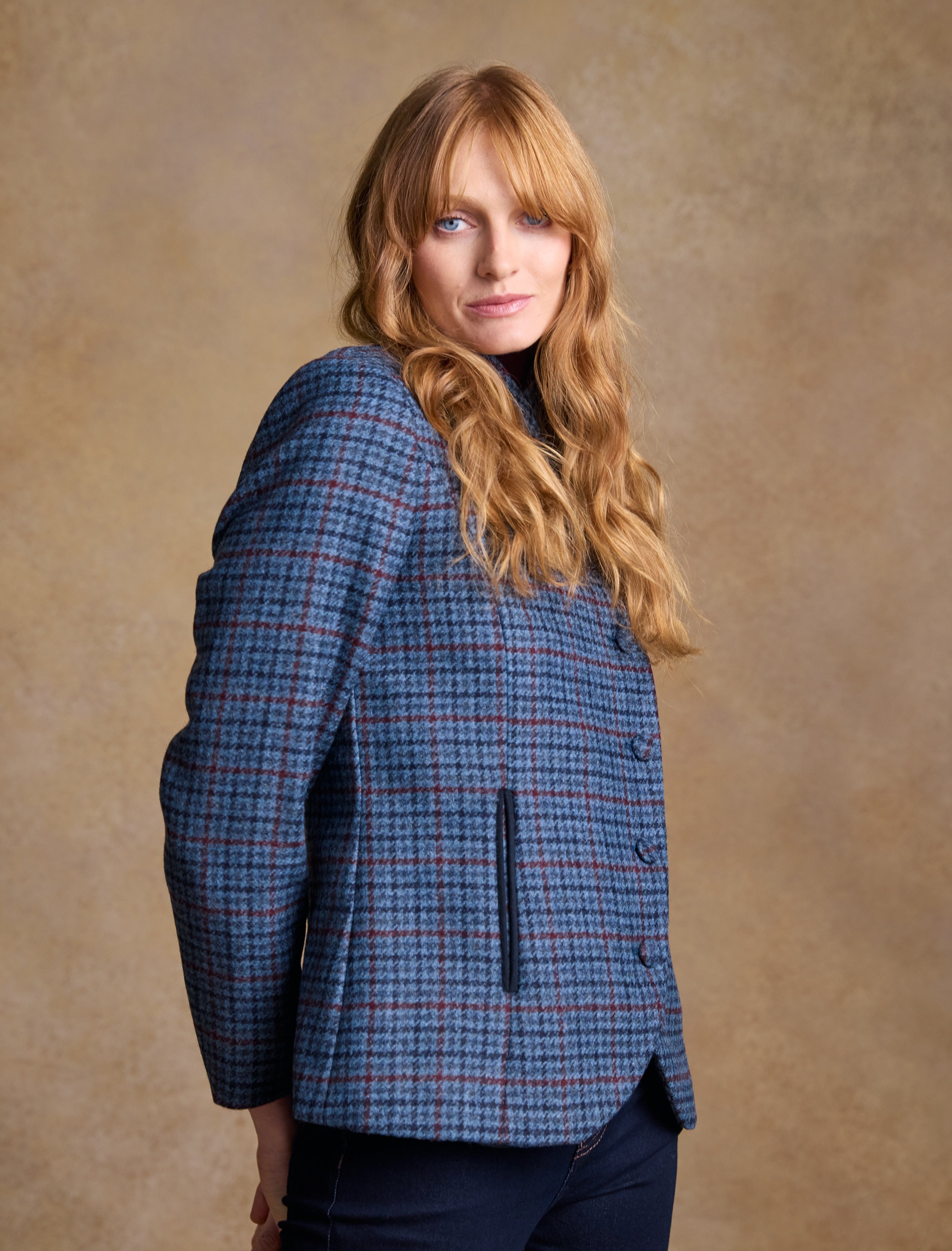 Niamh Tweed Blazer – Navy Hacking Check 