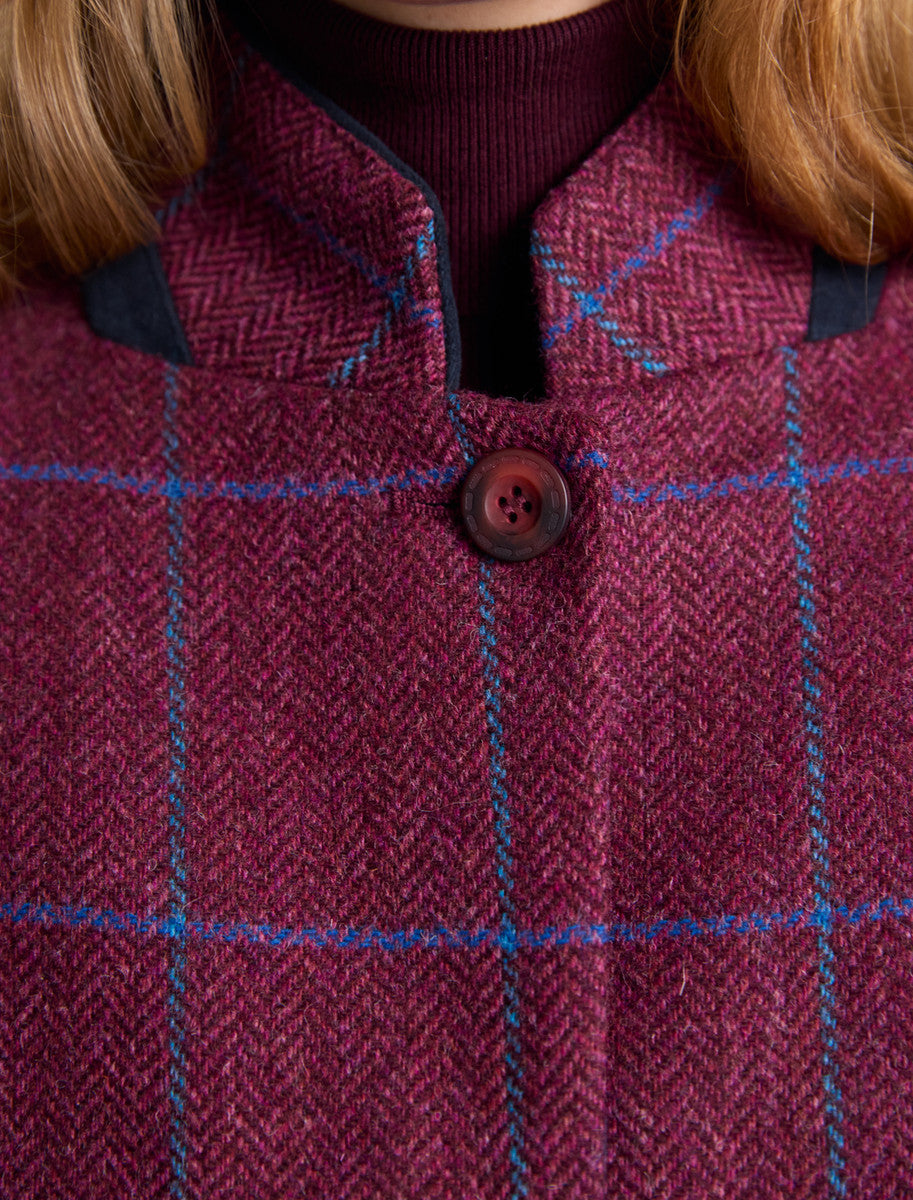 Pamela Tweed Coat - Rose Herringbone Check 