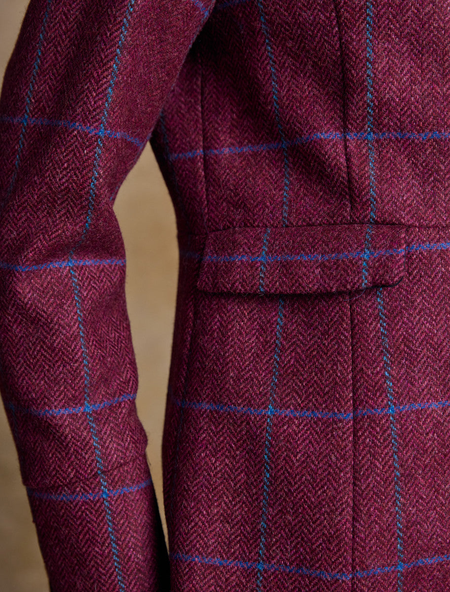 Pamela Tweed Coat - Rose Herringbone Check 